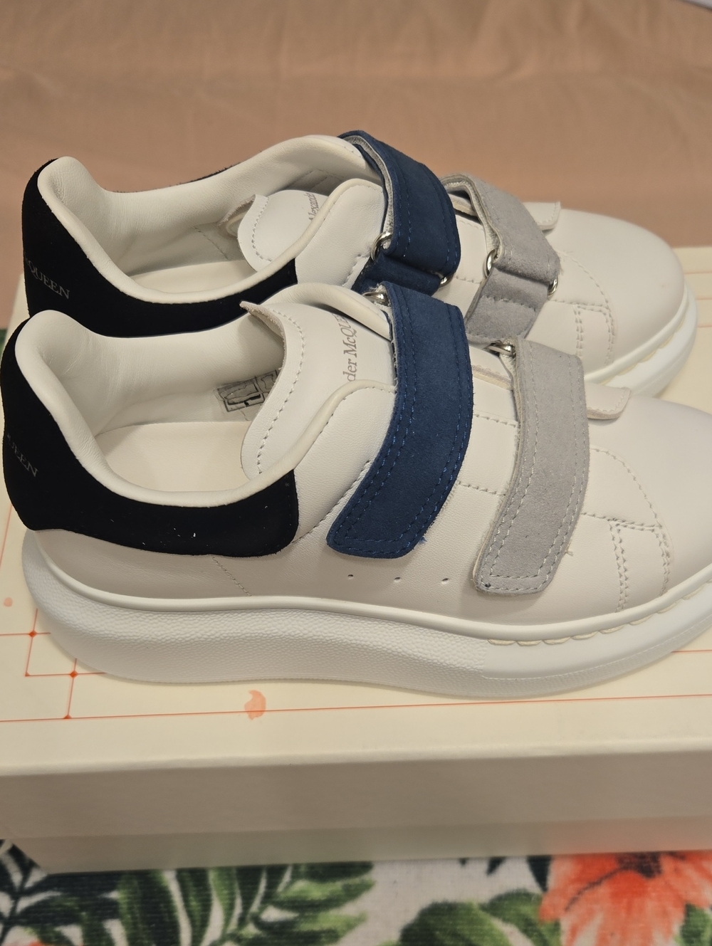 Alexander McQueen White Sneakers with Blue, Gray & Black Accents